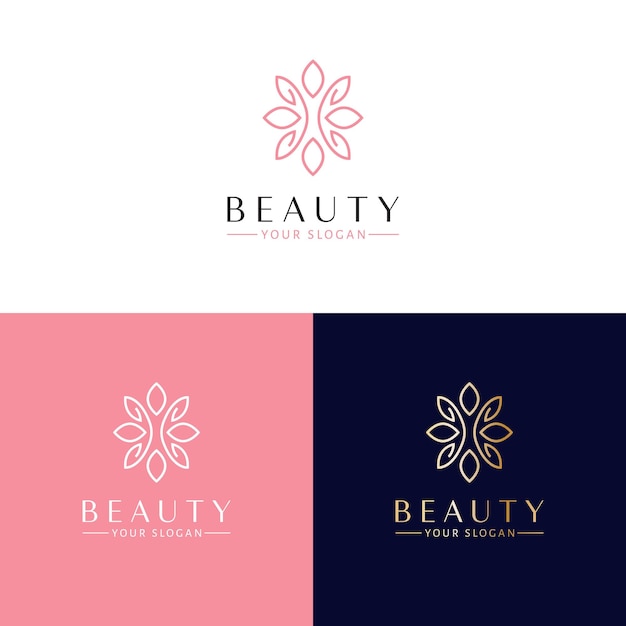 Vector beauty vector logo design abstract floral emblem beauty and cosmetics logo template