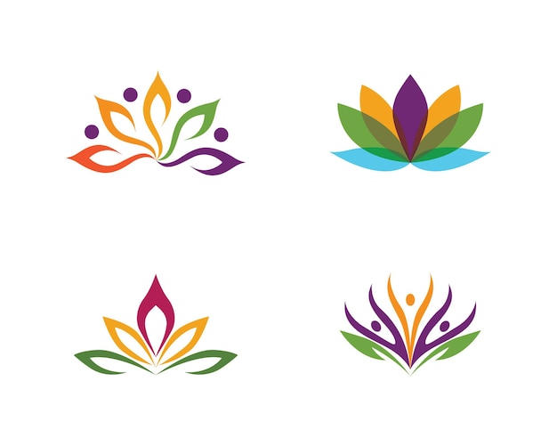 Beauty vector lotus flowers design logo template icon