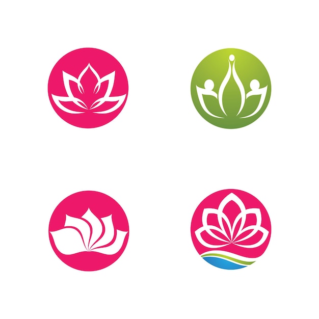 Beauty vector lotus flowers design logo template icon