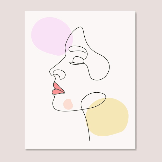 Beauty woman cute girl abstract face one line art single line drawing poster wall art canvas