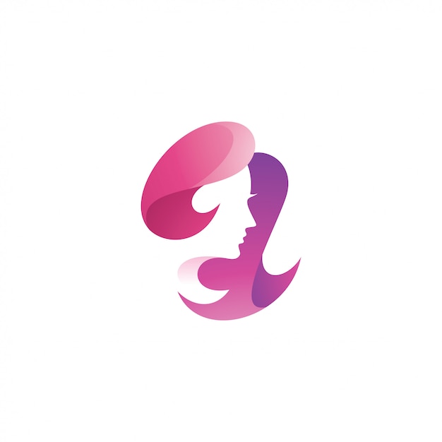 Beauty woman face hair logo