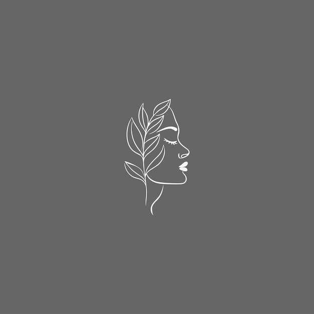 Beauty Woman Face with Leaf Logo Design for Spa