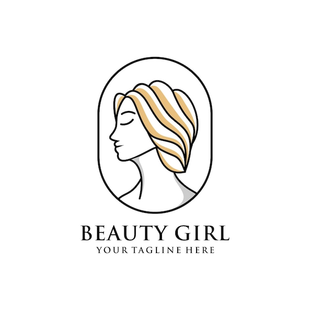 Vector beauty woman fashion logo abstract template vector linear style on white background