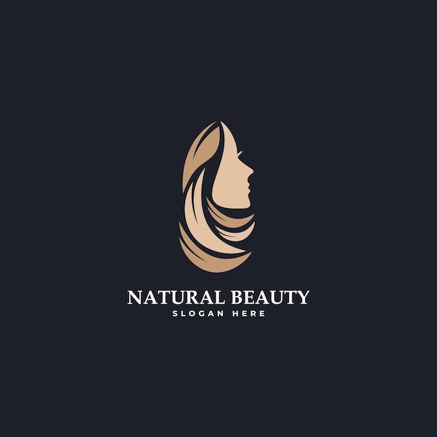 Beauty woman fashion logo Gold Abstract vector template