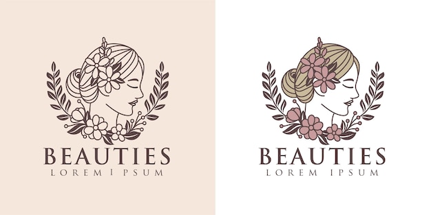 Beauty woman floral logo template