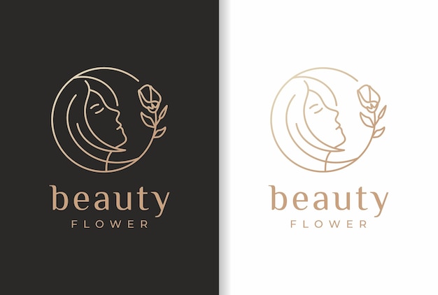 自然なスタイルの美しさの女性の花のロゴのデザイン。