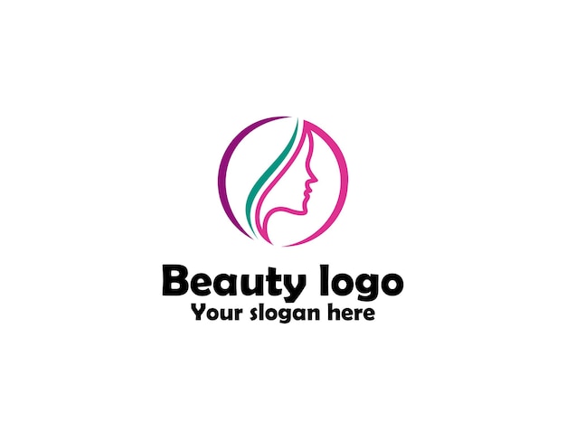 Beauty woman hair logo design and business card illustration template