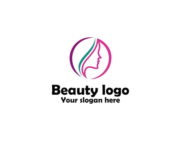 Bellezza donna capelli logo design e modello di illustrazione del biglietto da visita