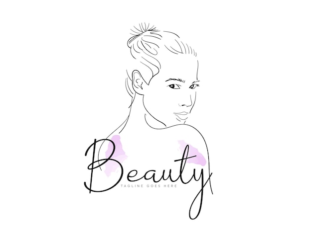 Vettore beauty line art fashion illustrazione logo design