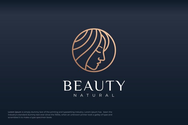 Vector beauty woman line art logo design gradient