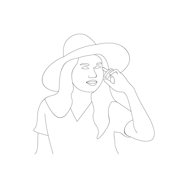 Vector beauty woman line art