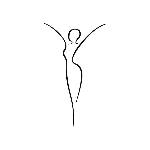 Beauty woman line body silhouette Freedom female line figure model Abstract drawing of girl