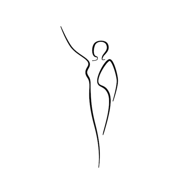Vector beauty woman line body silhouette model female line figure abstract drawing of girl sign