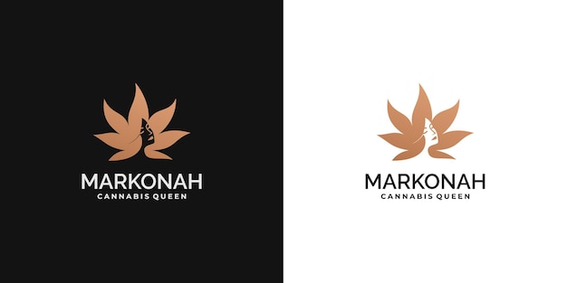 Beauty Woman Logo Design With hemp leaf concept