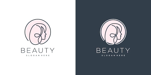 Design del logo della donna di bellezza con il concetto di line art