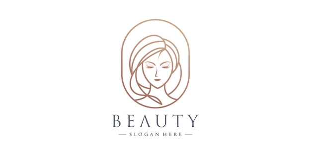 ユニークでシンプルなコンセプトの美容女性のロゴデザイン premiumベクター