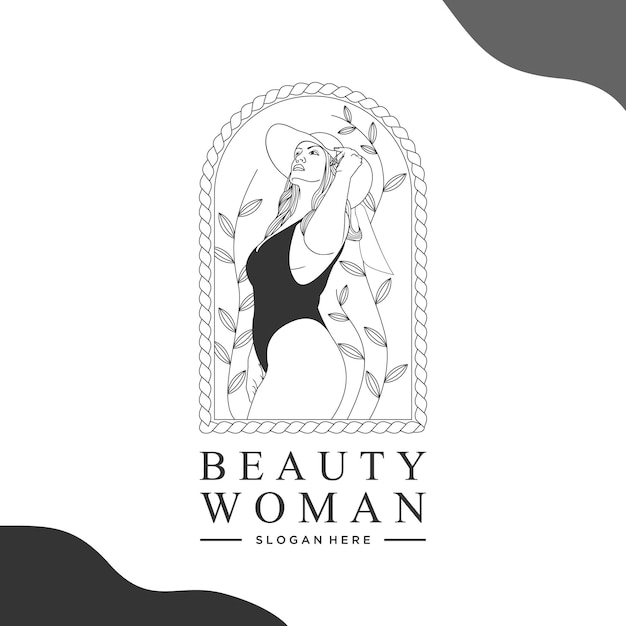 Vector beauty woman luxury line art logo design and business card