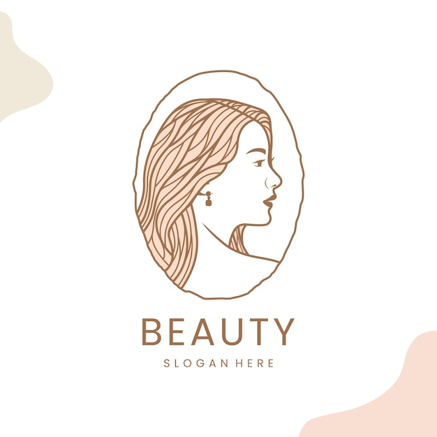 Vector beauty woman luxury line art logo template