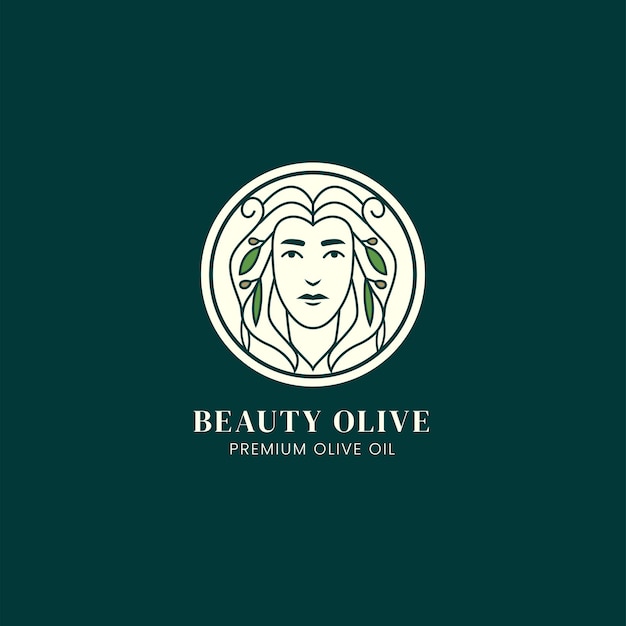 Concetto di logo di bellezza donna e natura oliva