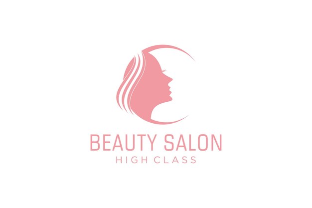 Beauty woman silhouette face with hair for saloon hairstyle logo design