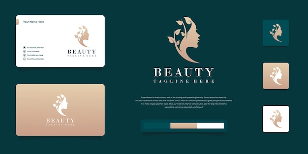 Beauty women face logo inspiration and business card