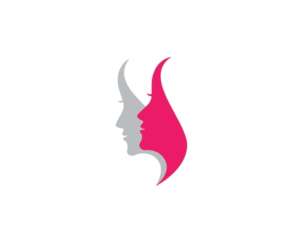 Beauty Women face silhouette character Logo Template