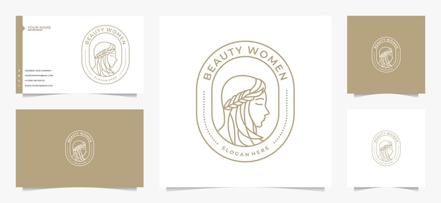 Beauty women hair logo  and business card