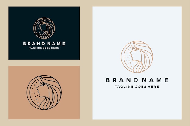 Beauty women line art logo design good use for salon and spa logo