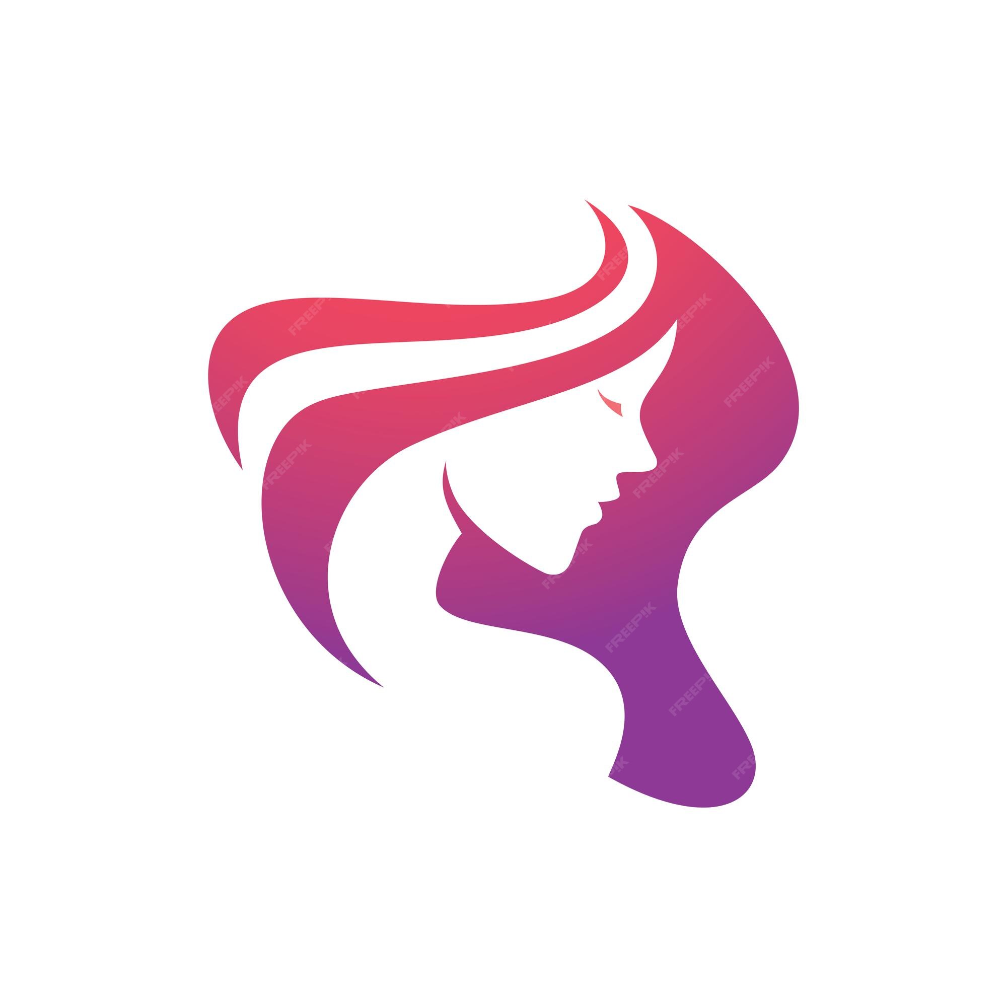 hairstyle logo. lush hair icon. beauty salon emblem. face in profile woman.  brush drawing isolate. vector flat style illustration 13572345 Vector Art  at Vecteezy