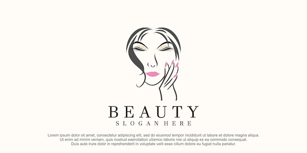 Beauty women salon logo and eyelash extention nail polish concept