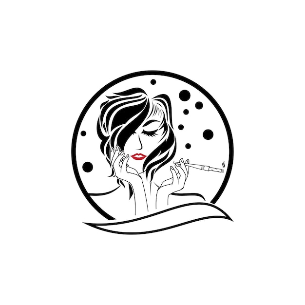 Beauty women smoking logo vector template