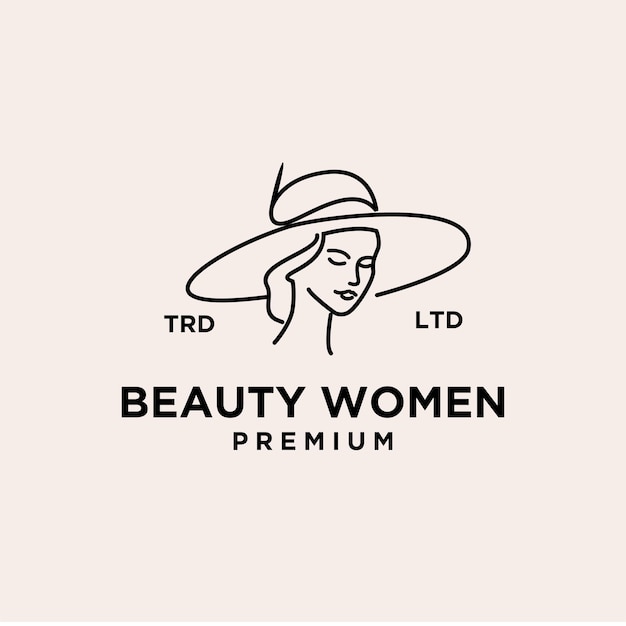 Beauty women wear hat premium vintage logo