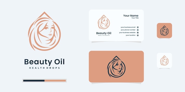 Donne di bellezza con disegno del logo di gocce d'olio. logo da utilizzare per un sano, salone, modello di progettazione del logo spa.