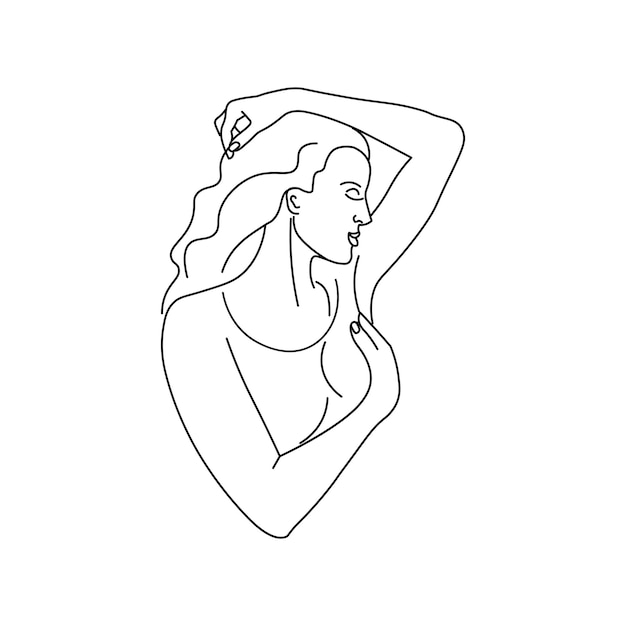 beauty young woman holding her hands up and showing clean armpits armpit epilation line style