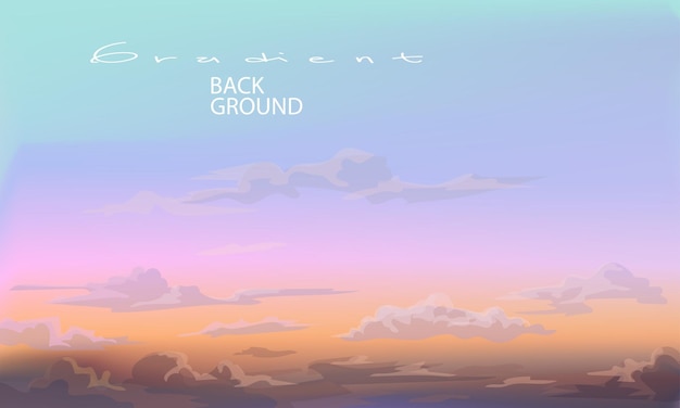 Beautyful sunset scenery background illustration mountain and clouds panorama vector illustration