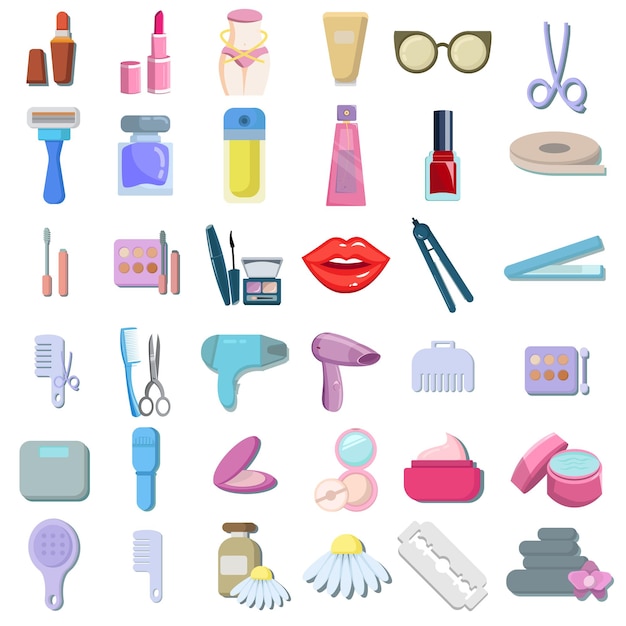 Beautyvector clip art set with make up brush lipstick perfume