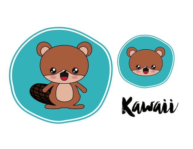 beaver character kawaii style