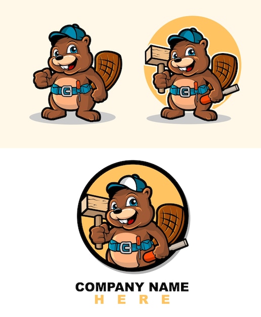 Vector beaver construction mascot vector