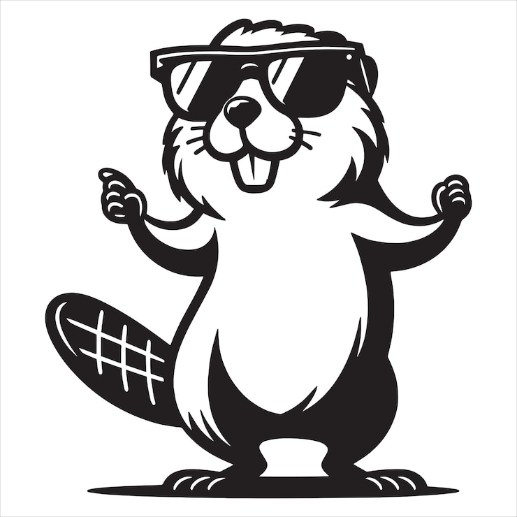 Vector beaver dancing with sunglasses svg
