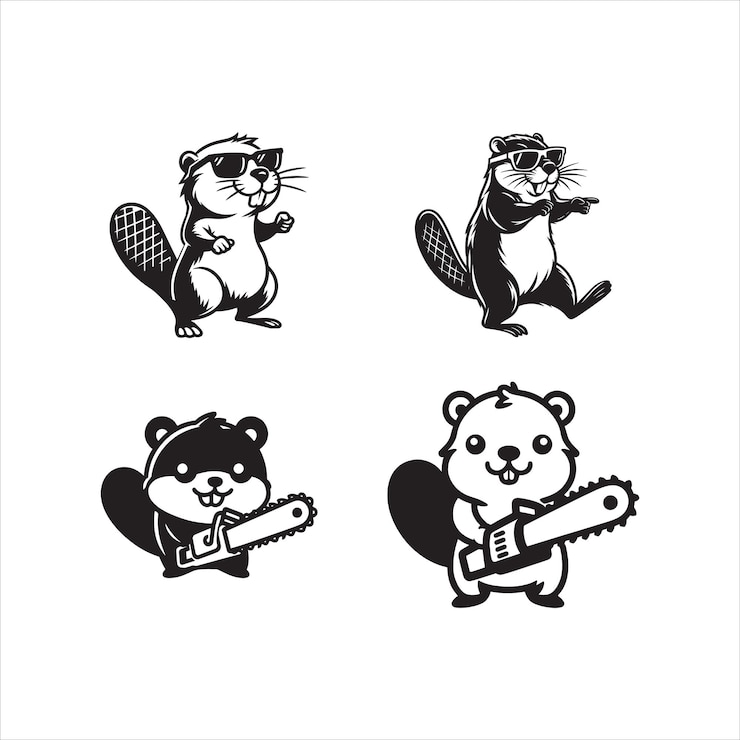 Vector beaver dancing with sunglasses