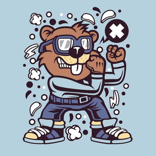 Beaver Fighter Cartoon