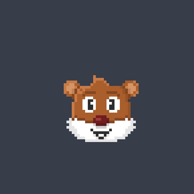 beaver head in pixel art style