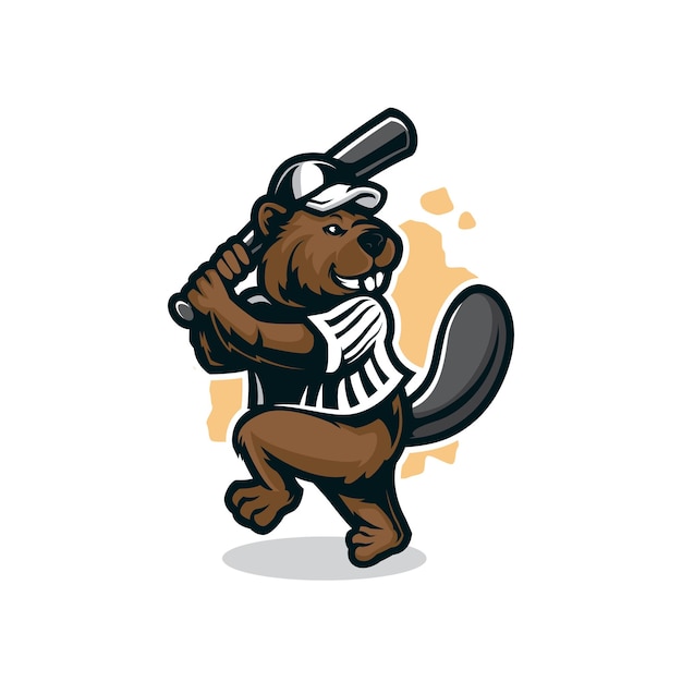 Beaver mascot logo design vector with modern illustration concept style for badge emblem and t shirt printing Beaver baseball illustration for sport and esport team