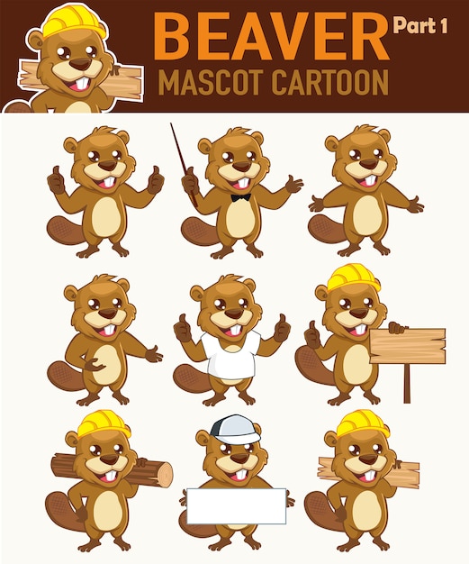 Vector beaver mascotte cartoon