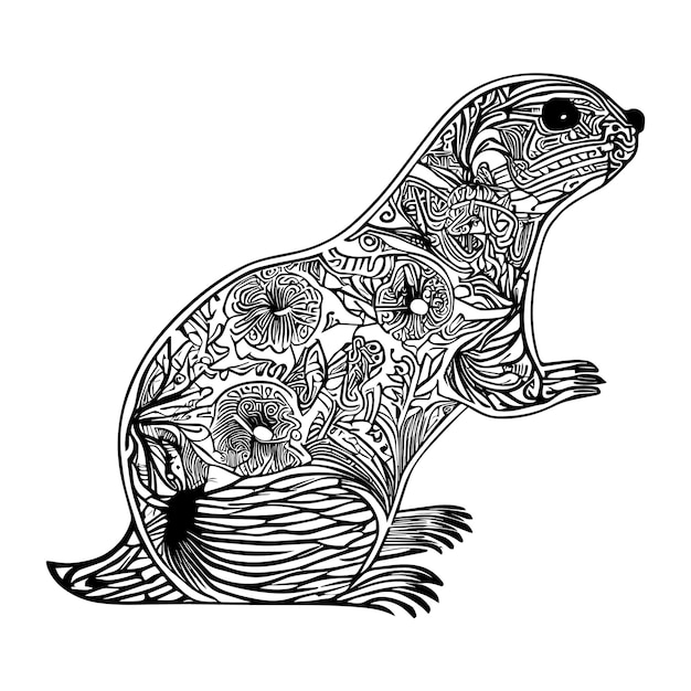 beaver ornaments vector animal illustration