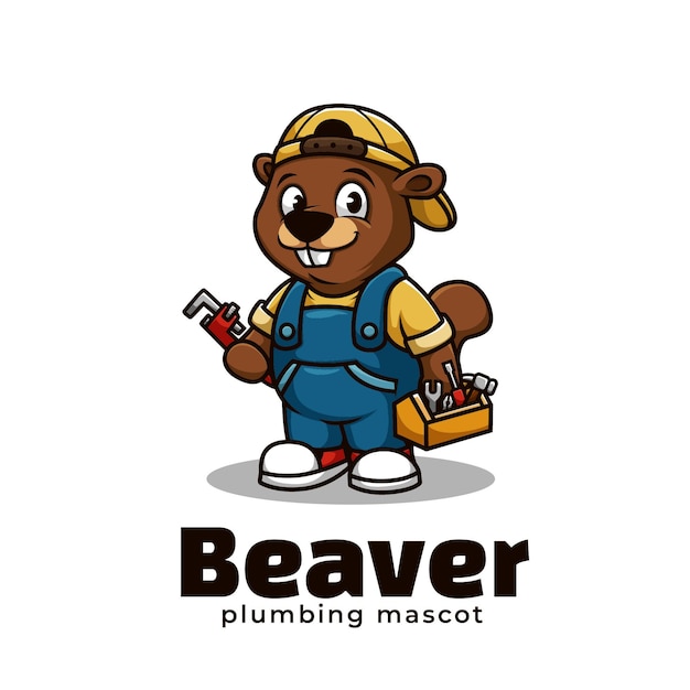 Beaver sanitair mascotte logo ontwerp