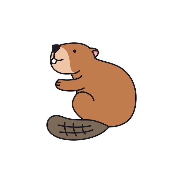 Beaver vector icon isolated on white background Cute cartoon beaver