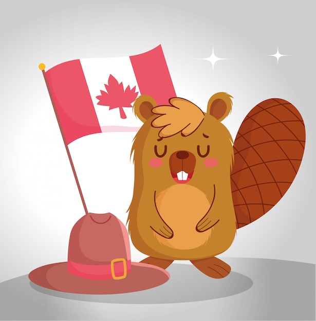 Beaver with canadian flag design