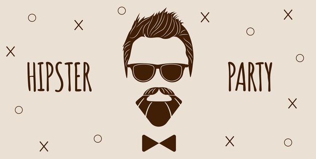 Bebaarde Hipster silhouet met belettering - Hipster partij. Mode Vector illustratie eps 10 geïsoleerd op een witte achtergrond.