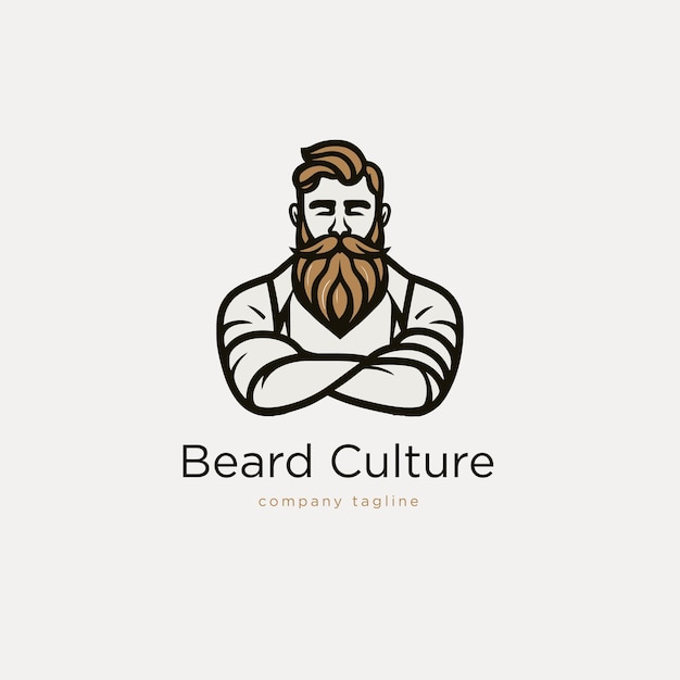 Bebaarde man hipster vector logo sjabloon Hipster stijl logotype